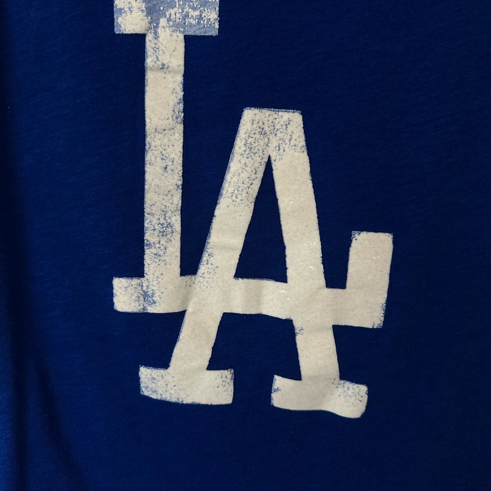 Victoria’s Secret PINK Dodgers Baseball Tee – V-Neck, Distressed Logos – Size M